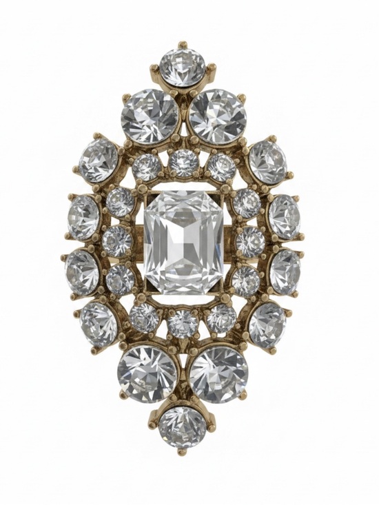 Vintage Jewelry - VINTAGE • Elegant Gold Crystal Statement Ring